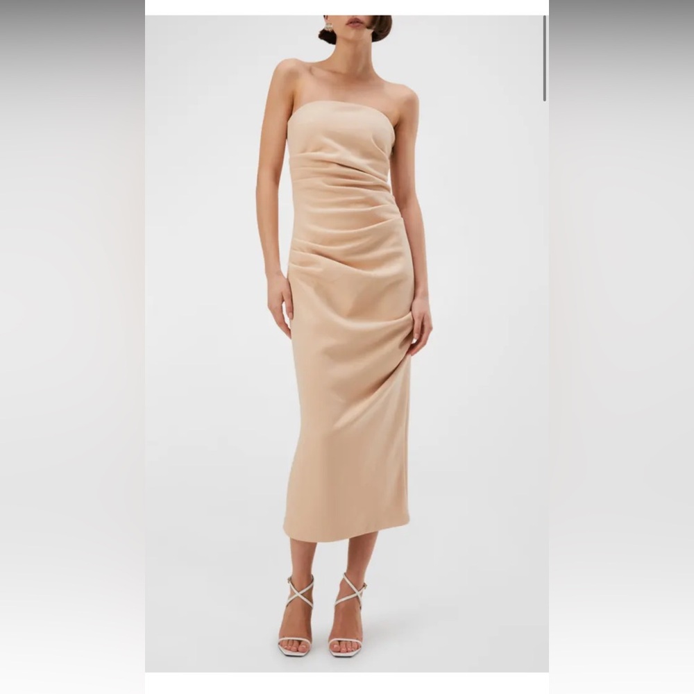 MISHA Calandra Straplesa Ruched Dress